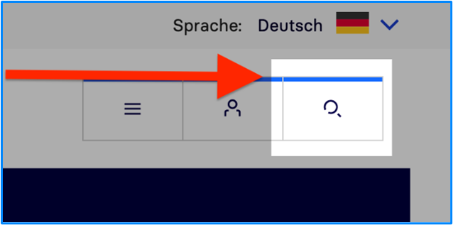 Ansicht eines Screenshots des Suche-Symbols mit hervorgehobener Lupe Ansicht eines Screenshots des Suche-Symbols mit hervorgehobener Lupe