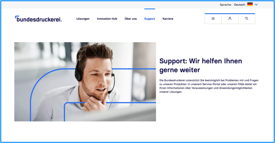 Eine Ansicht der Support-Seite. Eine Ansicht der Support-Seite.