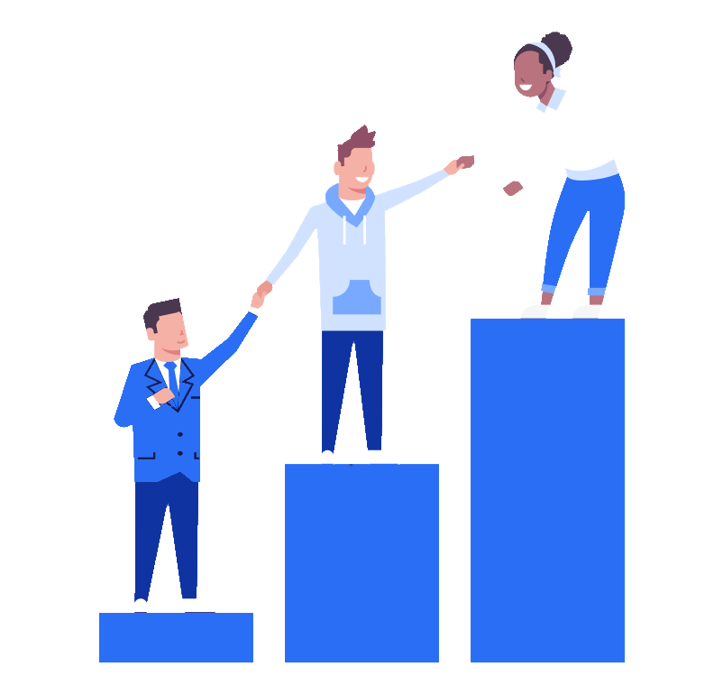 Piktogramm partnerschaftliche Arbeit Illustration mit Menschen, die sich gegenseitig aufwärts helfen