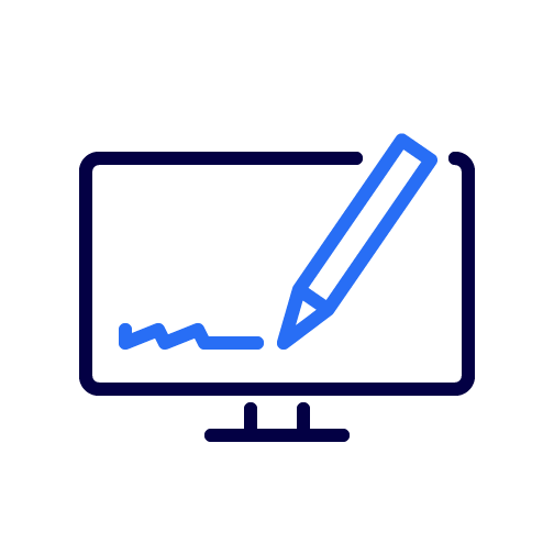 Digitale Signatur Piktogramm eines Computers mit digitaler Signatur