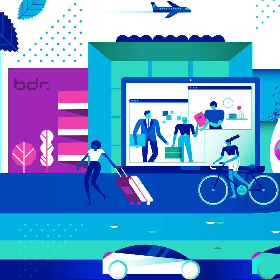 Illustration Nachhaltigkeit Klimaneutralität Eine Illustration zum Thema Nachhaltigkeit. Die Ansicht zeigt die Bundesdruckerei.