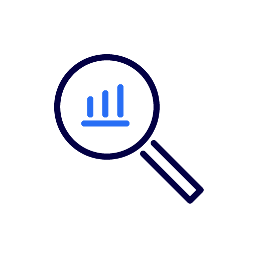  pictogram magnifying glass and data