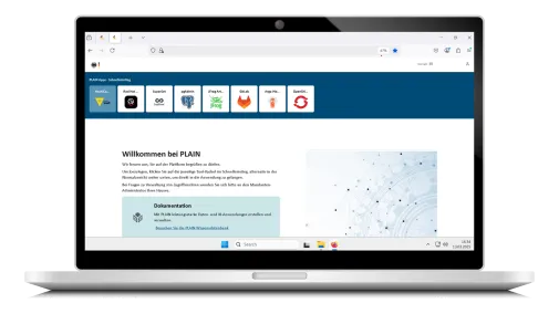 Oberfläche der Plain Plattform auf einem Laptop