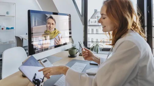 Videosprechstunde Arzt und Patient Videosprechstunde Arzt und Patient