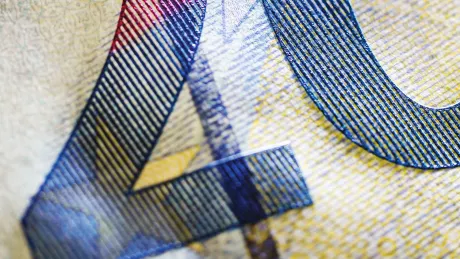 Detail shot of the euro note
