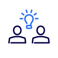 Pictogram of two people with a light bulb