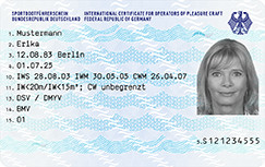 Front view of sports boat licence (SBF)