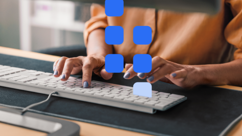 Person types on the keyboard