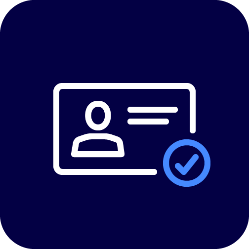 Pictogram: ID card with tick