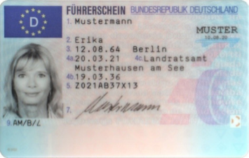 Driving licence front view
