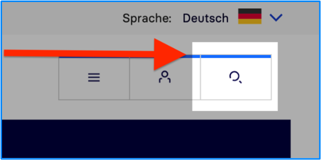 Ansicht eines Screenshots des Suche-Symbols mit hervorgehobener Lupe