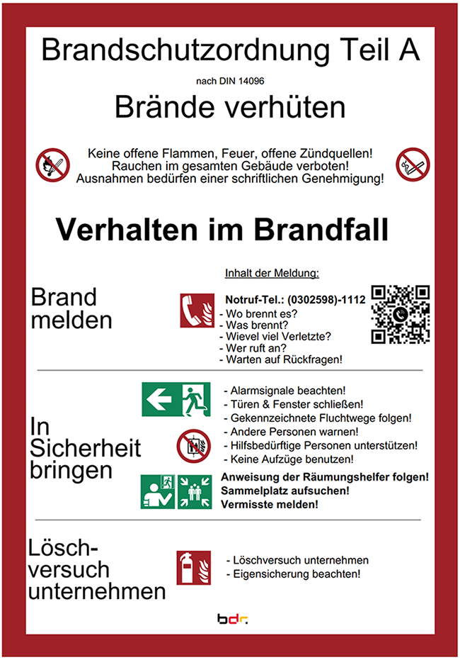 Brandschutzordnung Teil A (Beispiel)